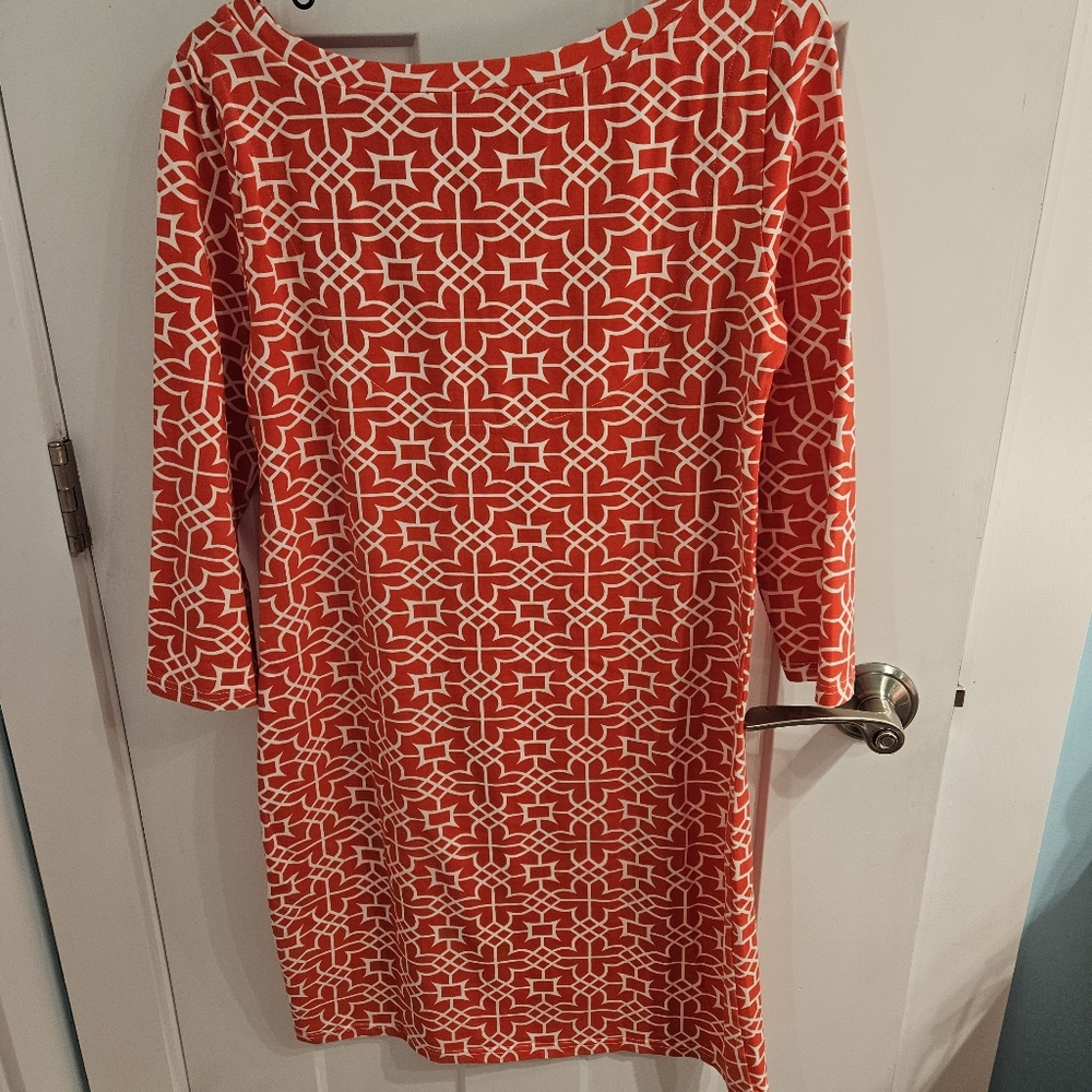 Orange Geometric Pattern Dress - image 3